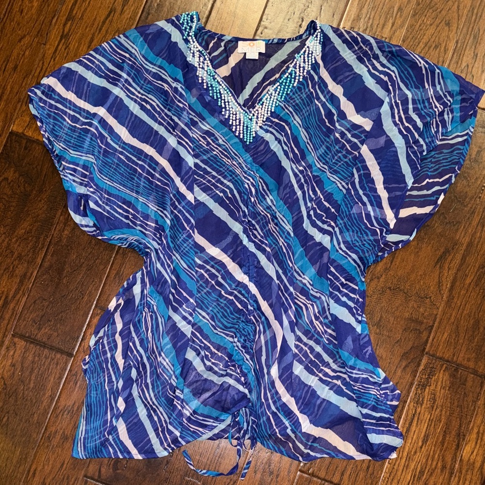 Sol & Mer Embellished zebra print cover up